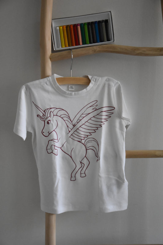 Inkleur-T-shirt Eenhoorn Roze